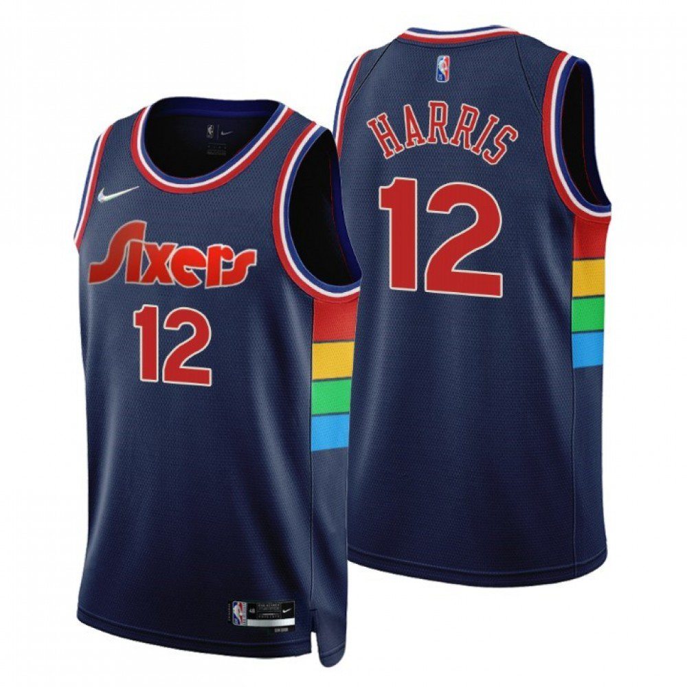Men's Philadelphia 76ers Tobias Harris #12 Navy 2021/22 Swingman NBA Jersey - City Edition-Pro Kit Vault | Brand New 26/27 Sports Jerseys